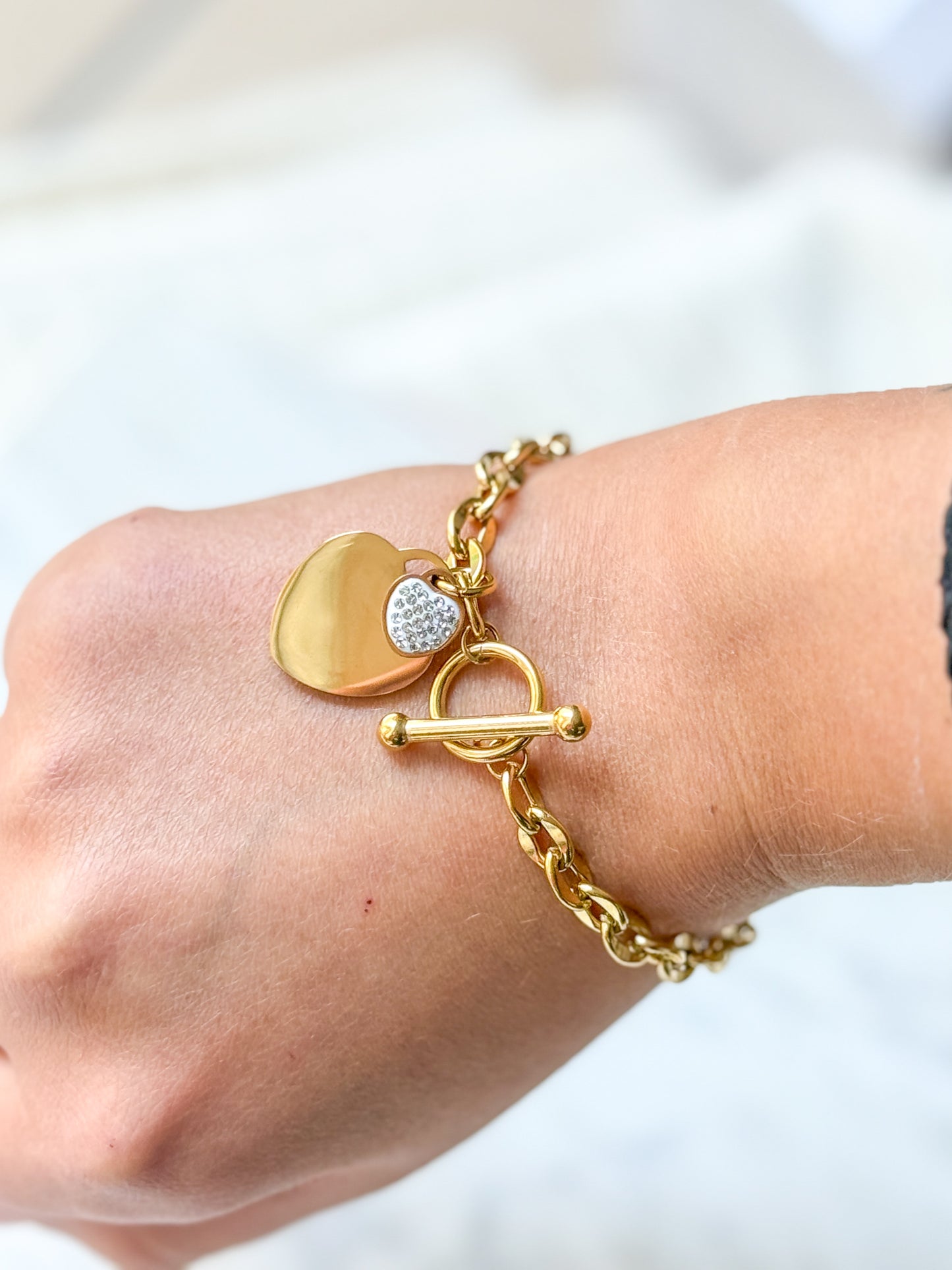 Herz Charm Armband Silber/ Gold