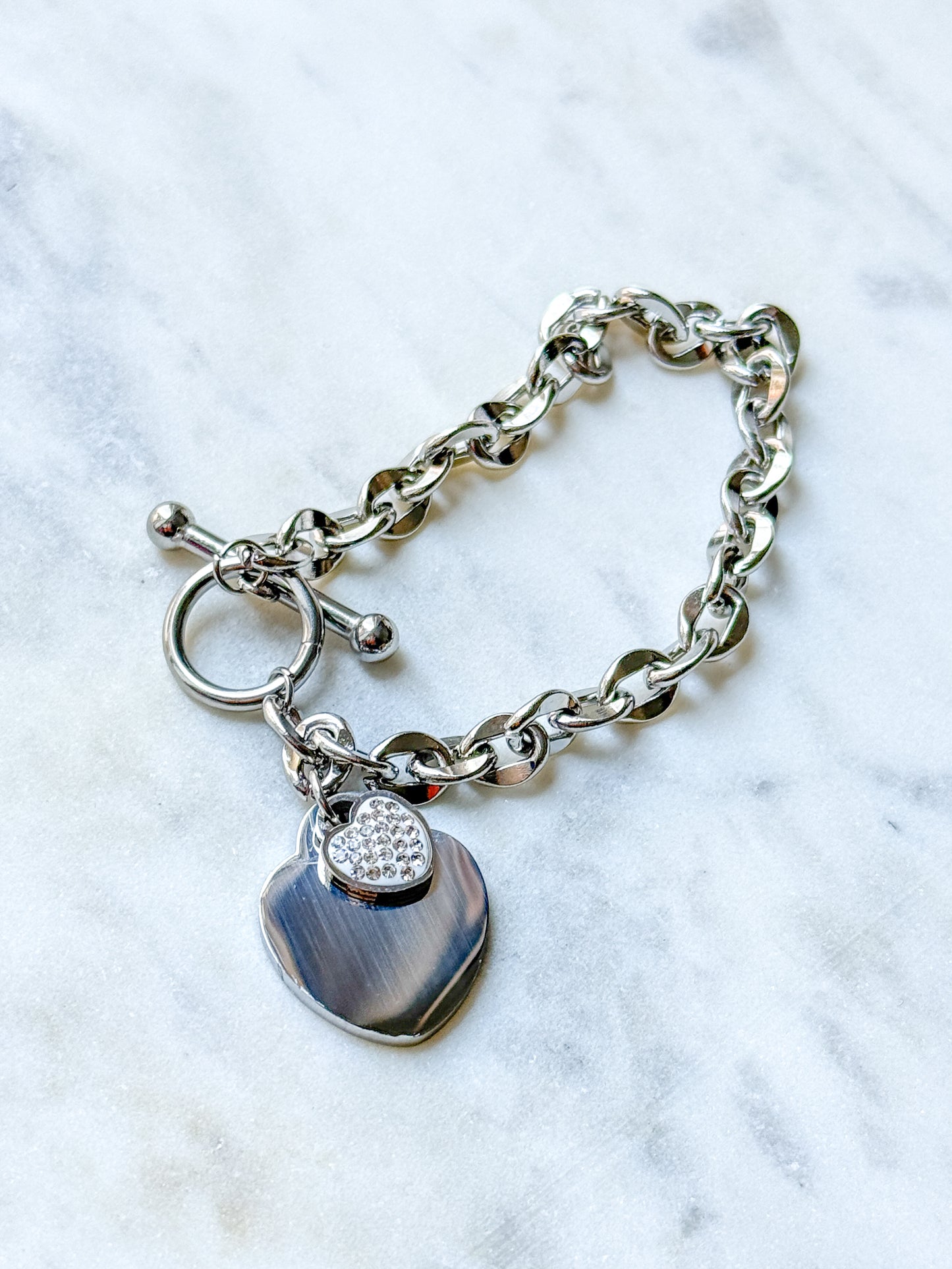 Herz Charm Armband Silber/ Gold