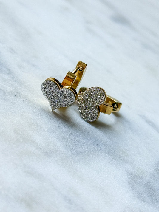 Herz Glitzer Creolen Gold