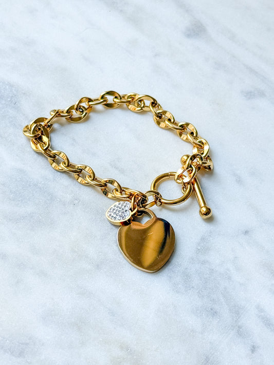Herz Charm Armband Silber/ Gold