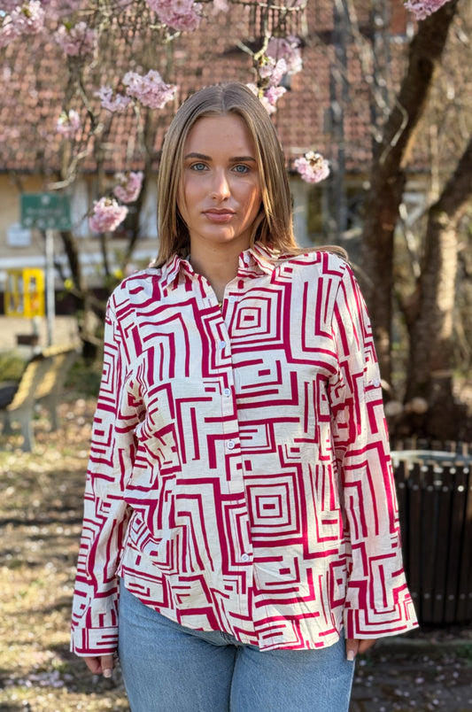 Muster Bluse Pink