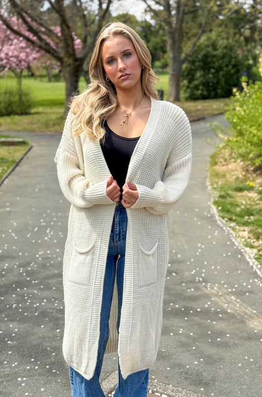 Cardigan Lang ONE SIZE Beige