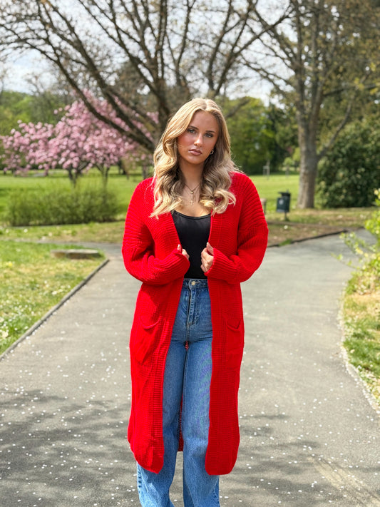 Cardigan Lang ONE SIZE Rot